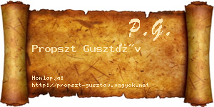 Propszt Gusztáv névjegykártya